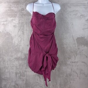 For Love & Lemons Tie Front Mini Dress Womens Size Large Burgundy Designer